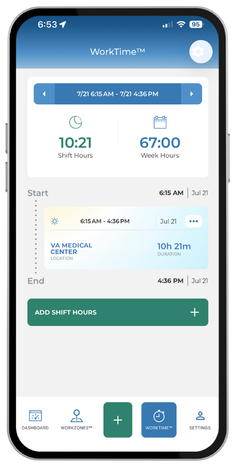 A recorded shift in the ResQ app, showing hours at a host site